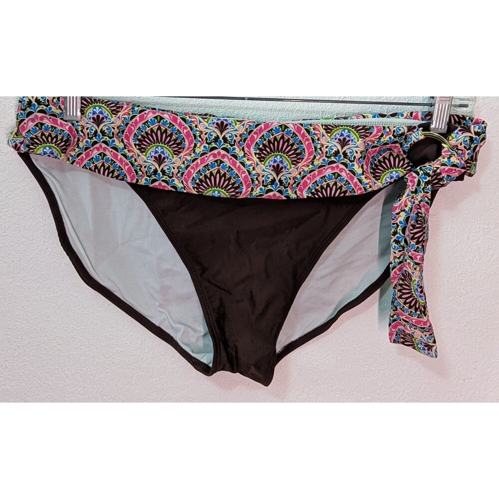 Floral Women's Size 36 Bikini Bottom Brown Pink Geometric (280m)